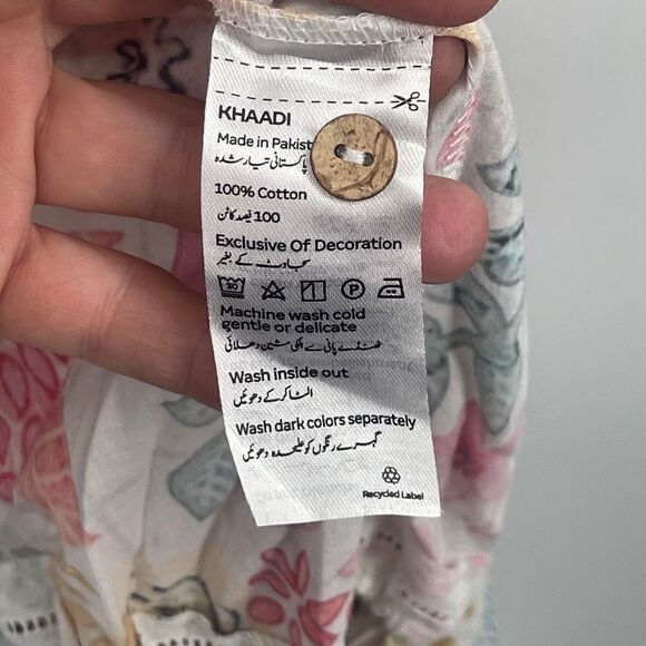 Khaadi Women's Multi-Color Floral Print Sleeveless Ruffles Hem Dress Size 10 - Picture 5 of 9